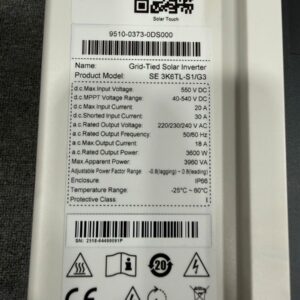 Tem thông số kỹ thuật của Inverter hòa lưới 3.6kW SENERGY SE 3K6TL-S1.G3