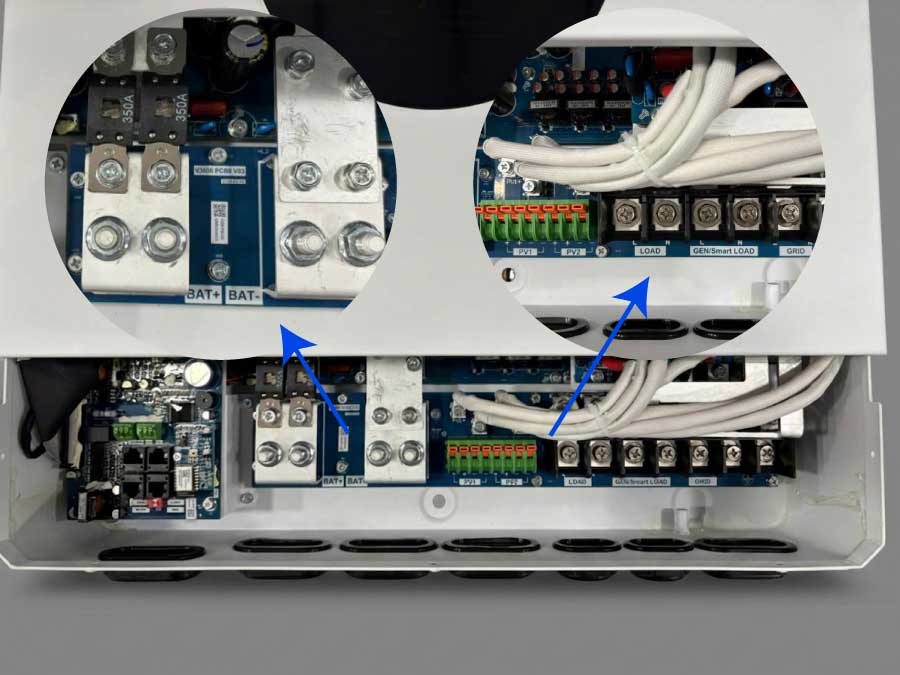 Cổng kết nối của Inverter hybrid 16.8kW Vami Cổng kết nối của Inverter hybrid 16.8kW Vami