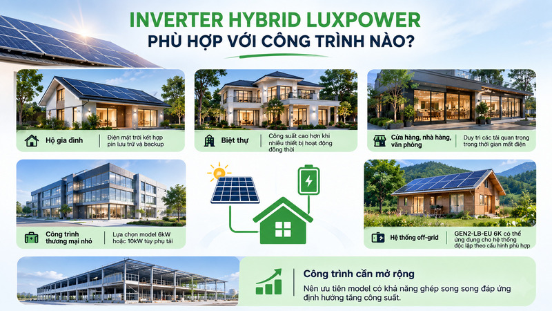 Inverter Hybrid LuxPower phù hợp với nhiều công trình