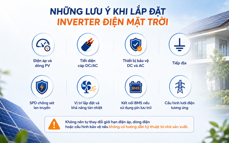 Lưu ý khi lắp đặt Inverter điện mặt trời