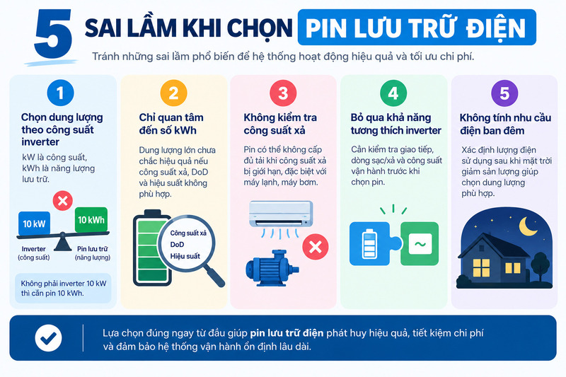 Những lỗi thường gặp khi lựa chọn dung lượng và cấu hình hệ thống lưu điện