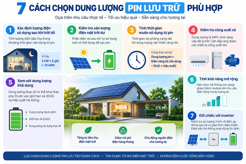 Các tiêu chí tính dung lượng pin theo phụ tải và nhu cầu sử dụng điện