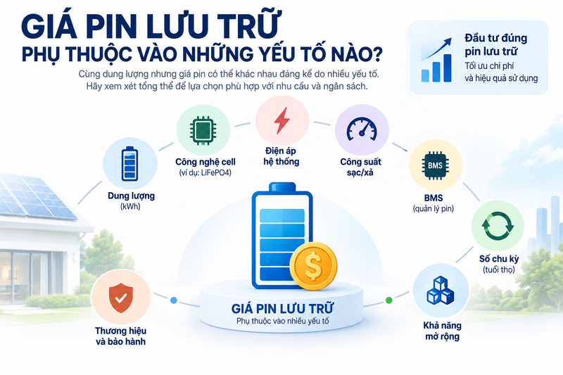 Những thông số ảnh hưởng đến chi phí đầu tư hệ thống pin lưu điện