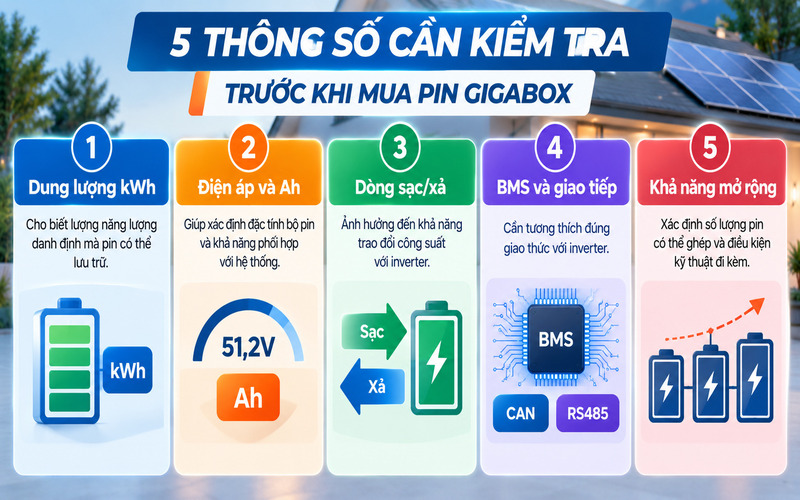 Các thông số kỹ thuật cần đối chiếu khi chọn pin Gigabox